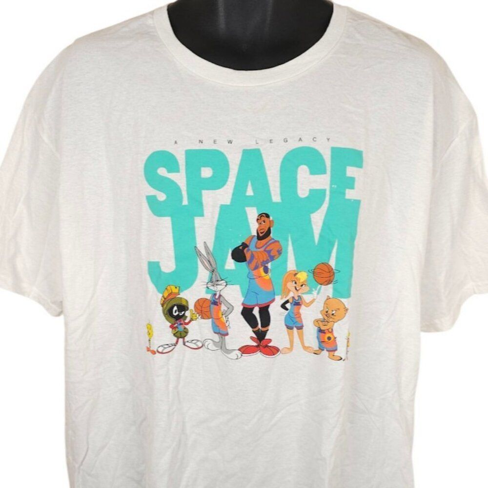 Space Jam T Shirt Mens Size 2XL White A New Legacy LeBron James The Tune Squad